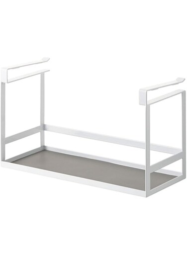 YAMAZAKI Home Under Shelf Spice Rack and Organizer for Kitchen Cabinets   Steel   Undershelf Solution, One Size, White