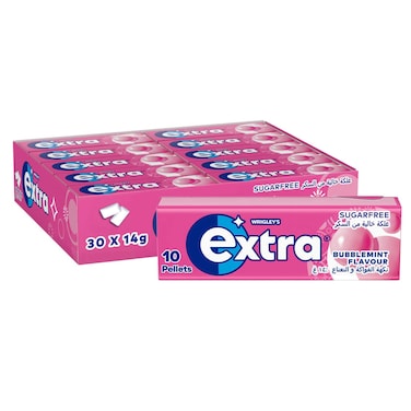 Wrigley's Extra Gum Bubblemint, Sugar Free Chewing Gum Pack of 30x10 Pellets