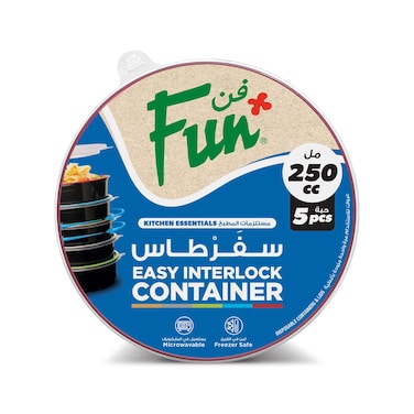 Fun Interlock Container With Screw Base 250cc Black And Clear 5 PCS