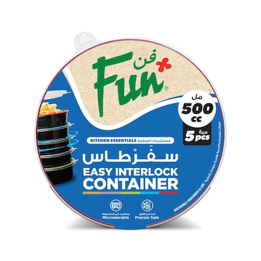 Fun Interlock Container With Screw Base 500cc Black And Clear 5 PCS
