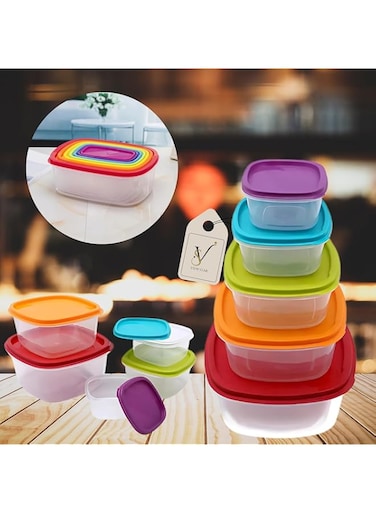 Viewstar 5-Piece Food Storage Container Set with Airtight Lids &ndash; Leakproof, Stackable Container Lunch Box, Meal Prep, Kitchen Organizer, Fridge &amp; Pantry Storage Organizer, Multipurpose Canister Bins