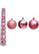 Rosy.Moment Christmas Ball Ornaments 6CM Ball- Set of 10, Xmas Tree Baubles, Holiday Decorations for Home, Party, and Tree, Color-pink