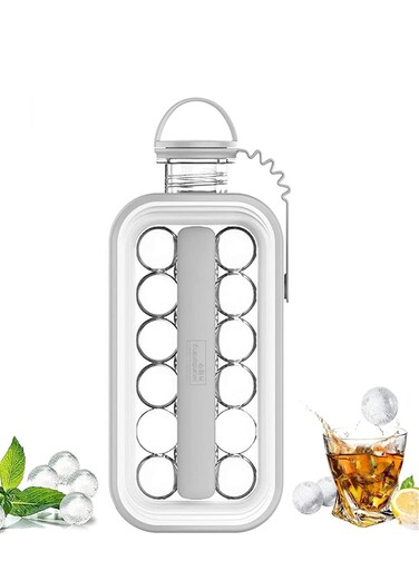 Ice Ball Maker 2 in 1 Sanitary Ice Cube Trays for Freezer Round Ice Cube Mold Makes 17 Cubes,Ice Maker Bottle with Lid Easy Release