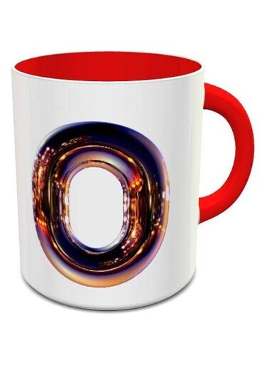 Impress Ceramic Coffee Mug with Night Chrome Letter O (White/Red)