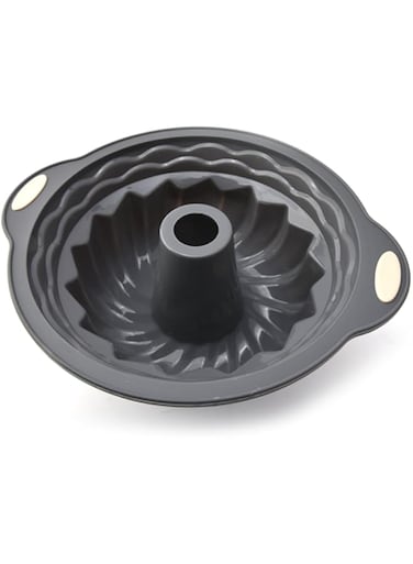 Orchid ILB Round Silicone Metal Bundt Cake Pan, Non-Stick Food-Grade Baking Mold with Reinforced Steel Frame, Heat-Resistant Flexible Bakeware for Bundt Cakes and Desserts, Durable &amp; Easy to Clean