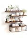 ROUNY Floating Shelves Wall Mounted, Wood Floating Storage Shelves Set of 4 with Storage Basket, Wall Mounted Shelf Organizer for Living Room, Bedroom, Kitchen, Bathroom, Office