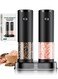 Salt and Pepper Grinder Set Automatic Battery Pepper Mill Shakers Adjustable Coarseness Easy Filling Upgraded Larger Capacity with Led (2 Pack Black/Black&iuml;&frac14;&permil;