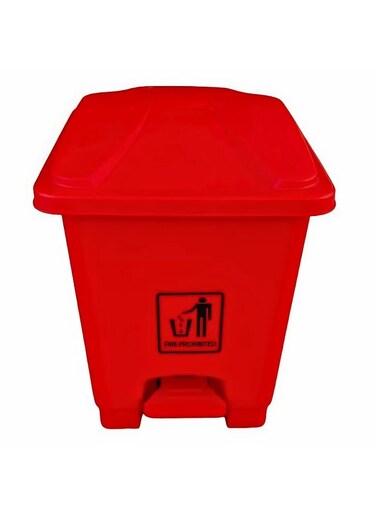 15L Pedal Trash Can - Durable Plastic Garbage Bin with Foot Pedal   Hands-Free Waste Disposal   Ideal for Bathroom, Kitchen, Office &amp; Commercial Use (Red, 15 Liters)
