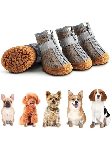 4PCS Breathable Dog Crocs Shoes, Small Size, Paw Protectors for Walking Outside &amp; Indoor Use, Army Green