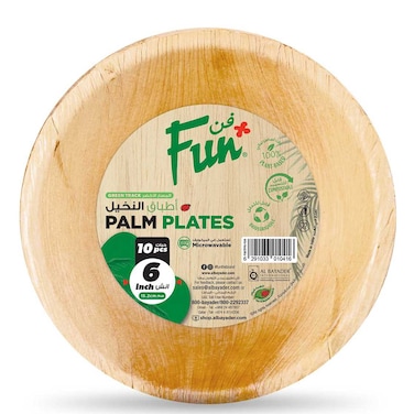 Fun Palm Bio Leaf Round Plates 6 inch Beige 10 PCS