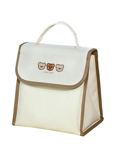 KASTWAVE Perfect for Work, School, Picnics, Stylish and Spacious Lunch Bag Set, and Travel - Includes Utensils and Insulated Tote Bag (three little Bears)
