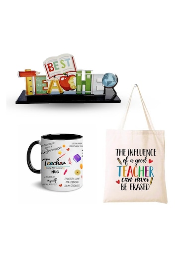 Teachers Appreciation Gift Set-Acrylic Crystal,Black Coffee Mug,And Stylish Cotton Tote Bag-Gift For Educators,Mentors, And School Staff-Perfect For Teachers Day