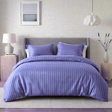 Stripe 3 Piece Duvet Cover Set - Lavender, California King