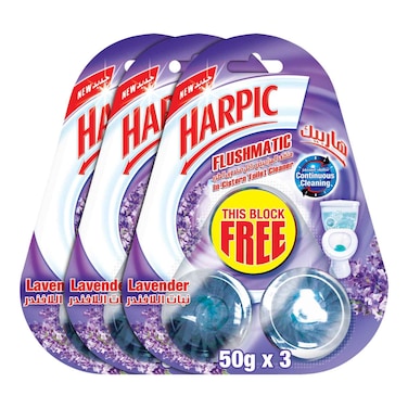 Harpic In-Cistern Toilet Cleaner, Lavender Scent, 50g Pack of 3