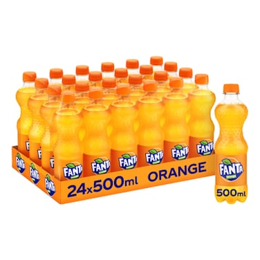Fanta Orange Carbonated Soft Drink PET Bottle, 500ml Pack of 24