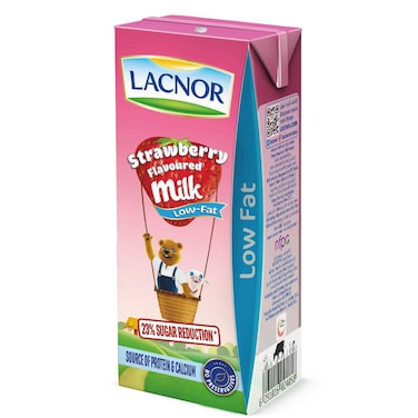 Lacnor UHT Low Fat Strawberry Flavoured Milk, 180ml