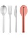 BergHoff 3950130 Travel Cutlery Set 4 Pieces (Stainless Steel Cutlery with Silicone Case, Cutlery Dishwasher Safe, Camping Cutlery, Cutlery Set To Go)