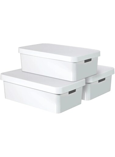 Curver Set of 3 Infinity Box with Lid 30 L White
