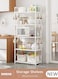 5 Tier Storage Shelves, Stable Kitchen Shelf Organizer, Storage Rack with Armrests, Removable Free Standing Rack with Hooks, Multifunctional Storage Organizer,Shelving Unit for Laundry Room,Living Room,Garage,Pantry,Study Room