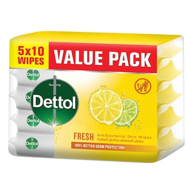 Dettol Fresh Antibacterial Skin Wipes, 50 Wipes