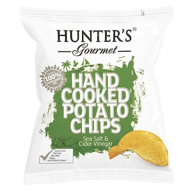 Hunter's Gourmet Sea Salt and Cider Vinegar Hand Cooked Potato Chips, 40g