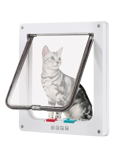 Bolivia's Cat Door, Weatherproof Pet Door Window for Doggie Kittens, Pet Supplies 4 Way Locking for Interior Exterior Doors, Easy to Installation, Pet Doors for Screen Sliding Doors, Windows