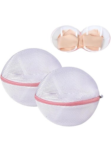 2Pcs Underwear Laundry Bag with Zipper, Bra Washing Bag for Laundry Mesh，Honeycomb Mesh Laundry Bags for Delicates, Pink
