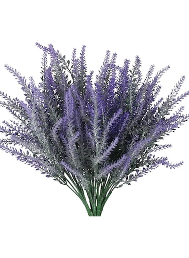 GTIDEA 8pcs Artificial Flowers Flocked Plastic Lavender Bundle Fake Plants Wedding Bridle Bouquet Indoor Outdoor Home Kitchen Office Table Centerpieces Arrangements