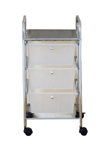 Box Aspen 3-Tier Trolley Silver/Clear 32.5x37x62cm