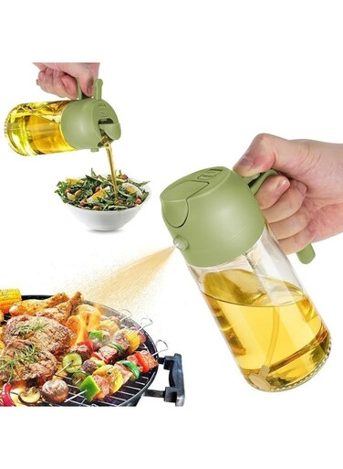 Sprayable and Pourable Oil Bottle Sprayer 2 in 1 Bottle Dispenser Bottle for Kitchen - 2 in 1 Dispenser and Sprayer for Cooking, Air Fryer, Salad (Healthy way in oil Usage)