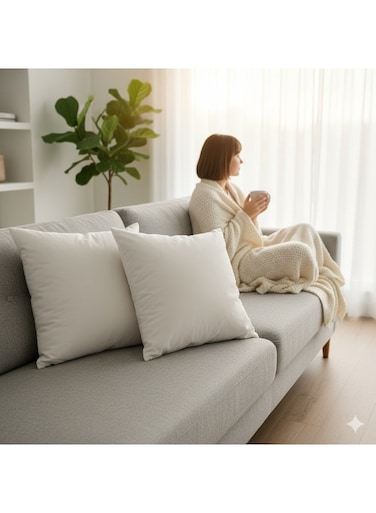 Home Luxury Cushion Filler, Decorative Pillow Inserts (Pack of 2, White) - Square Indoor Bed and Couch Pillows - Hollowfibre Cushion Fillers (Pack of 2, 55 x 55 cm)