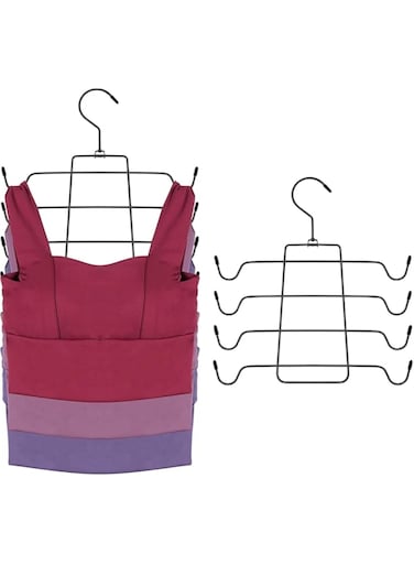 ChicAbode Bra Hanger, 2 Pack Tank Top Hanger Organizer for Closet, 4 Storage Capacity Top Swivel Hook Clothes Wrinkle-Free, Hanging Space Saving Hanger Bra Holder Camisole Storage, Black
