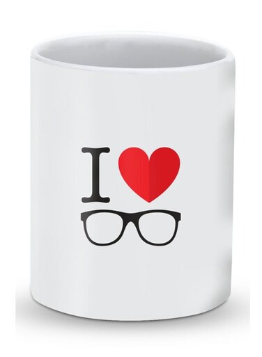 Premium I Love Glasses Designer Mug White/Red