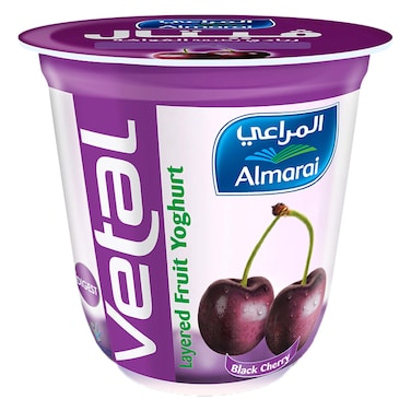 Almarai Black Cherry Flavoured Layered Fruit Yoghurt, 140g