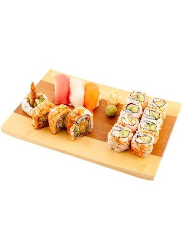 Japanese Sushi Plate, Buddha Sushi Plate, Wood Sushi Tray - 10.5" 1Ct Box - Restaurantware