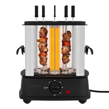 Tradeo 900W Electric Rotisserie Kebab Grill with Auto Rotating Skewers &amp; Nonstick Tray