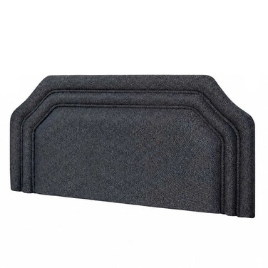 Upholstered Bed Headboard with Padded Fabric Finish, Layered Border Design, RCW01, Dark Grey
