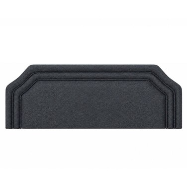 Upholstered Bed Headboard with Padded Fabric Finish, Layered Border Design, RCW03, Dark Grey