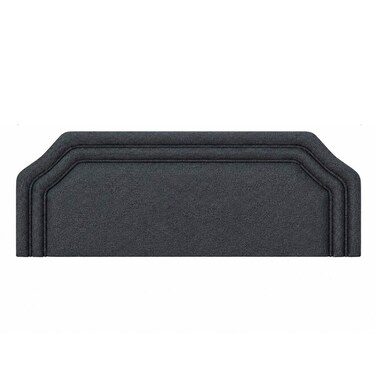 Upholstered Bed Headboard with Padded Fabric Finish, Layered Border Design, RCW04, Dark Grey