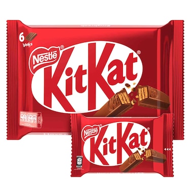 نستله كيت كات 4 أصابع ويفر شوكولاطة بالحليب، 35.5 غرام، حزمة من 6 قطع