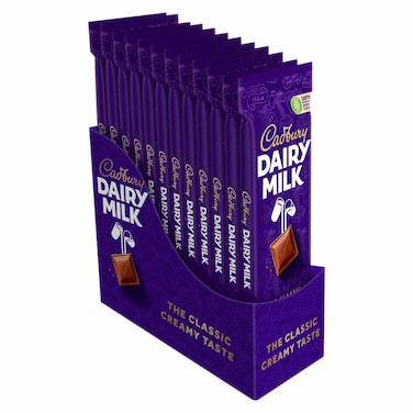 Cadbury Dairy Milk Plain Milk Chocolate Bar, 90g Pack of 12