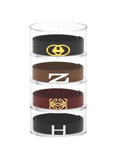 FEMELI Belt Organizer, Acrylic Display Case with 4 Layers Storage Holder for Watches Accessories