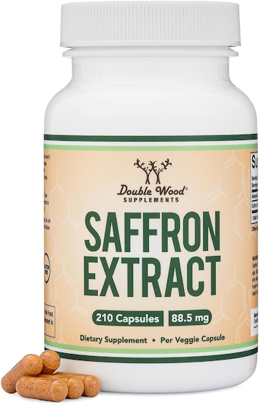 Double Wood Supplements DW Saffron, 210 Saffron Capsules, 88.5mg Safron Extract per Serving, High Strength Safron, Non-GMO &amp; Gluten Free, (210 Capsules)