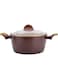 WILSON Oak Stone Aluminum Casserole with Lid, Non-Stick Marble Granite Coating Covered Casseroles with 4 Layers Stock Pot with Glass Lid Saucepan Heat Resistant Handles Cookware Pan (24cm Casserole)