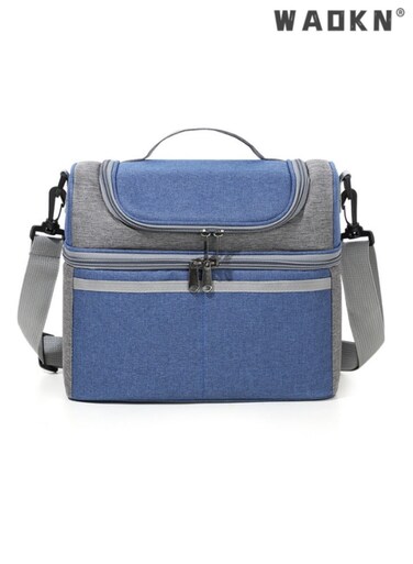 Dual-Layer Insulated Lunch Bag - Simple Thermal Food Carrier, Portable Meal Tote with Adjustable Shoulder Strap, Ideal for Keeping Food Warm or Cool, Perfect for Work, School, or Picnic Use