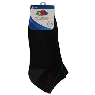 Fruit of the Loom Men Socks, Black, Pack of 3