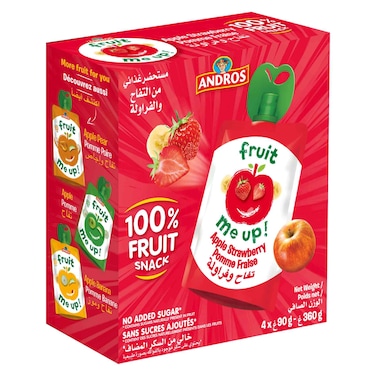 Andros Fruit Me up Apple Strawberry, 90g Pack of 4