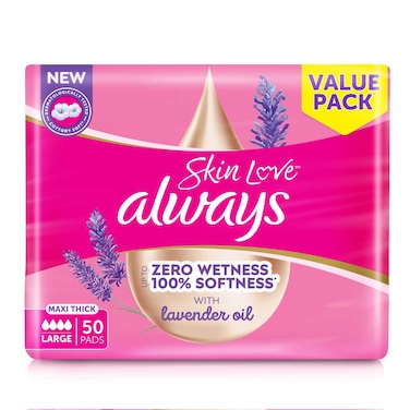 أولوايز بريثبل فوط صحية سميكة كبيرة وناعمة بالأجنحة 50 فوطة