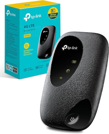 TP-Link M7000 4G+ MiFi, Portable Travel WiFi, Low Cost Unlocked LTE-Advanced Cat4 Mobile WiFi Hotspot Dongle, SIM Card Slot, High Global Compatibility, Easy App Management