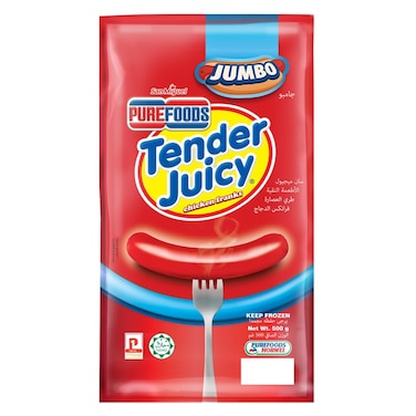 Pure Foods Jumbo Tender Juicy Chicken Franks, 500g